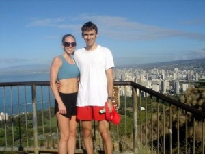 Runners on Diamond Head in Hawaii