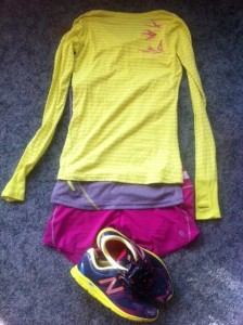 colored coordinated running clothes