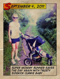 mom posing with jogging stroller