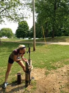 drinking water from spigot