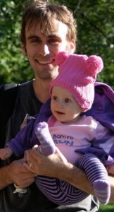 dad and baby after race