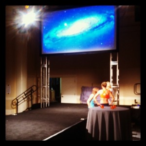 stage before Oiselle show rehearsal