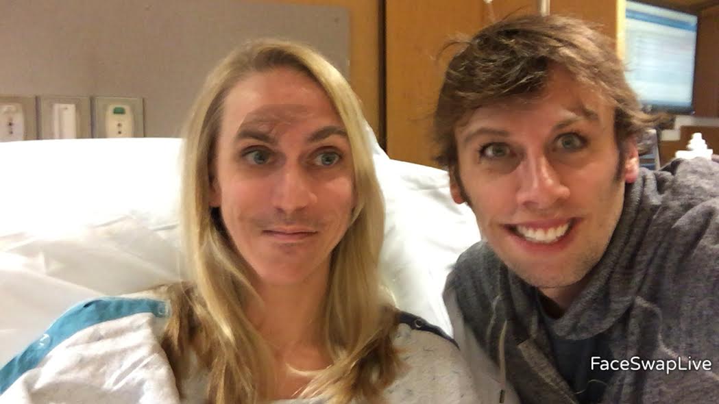 Face swapping with my husband to pass the time! HA!! :)